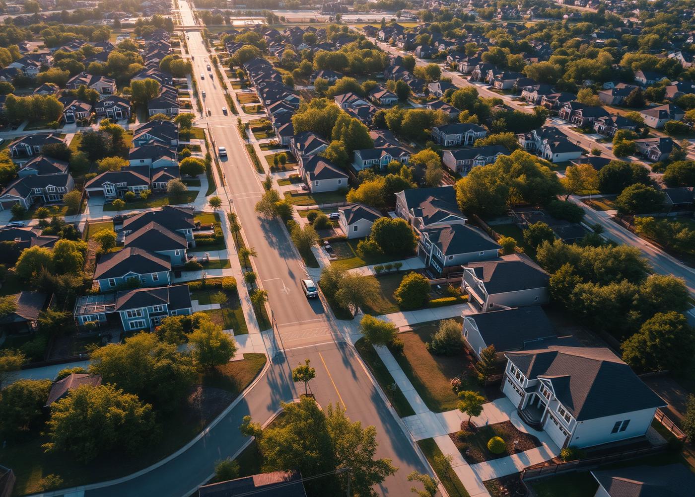 Aerial view of a growing residential neighborhood